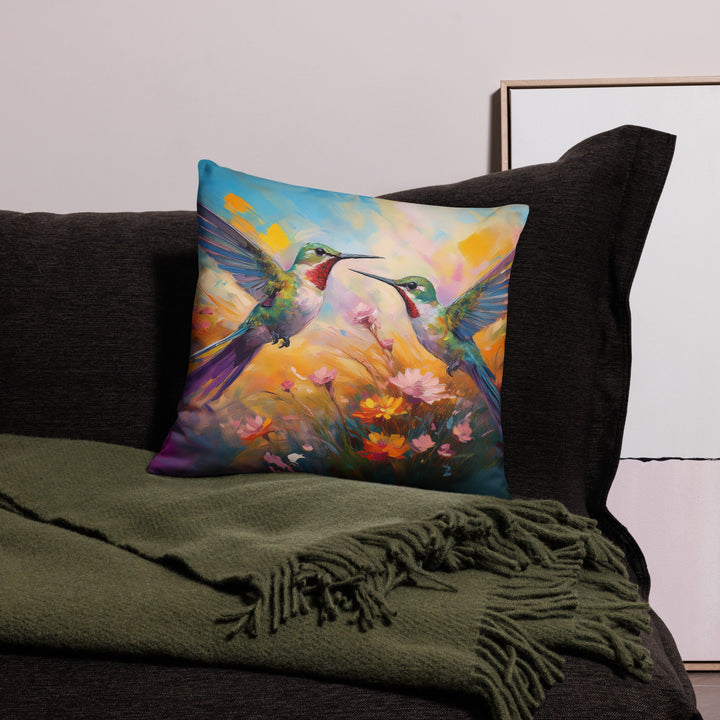 Flirting Hummingbirds in the Field - Pillow