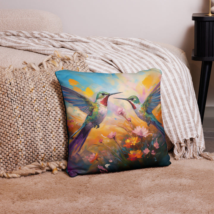 Flirting Hummingbirds in the Field - Pillow