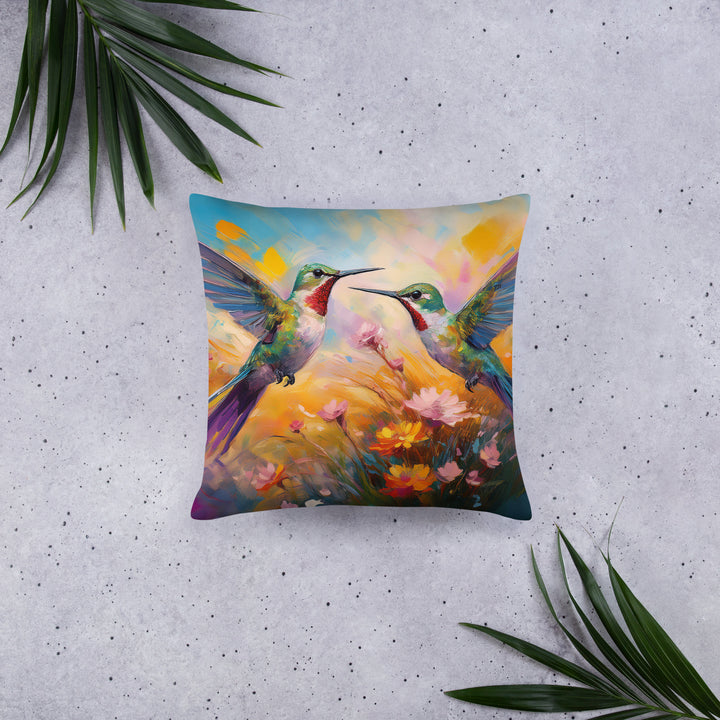 Flirting Hummingbirds in the Field - Pillow