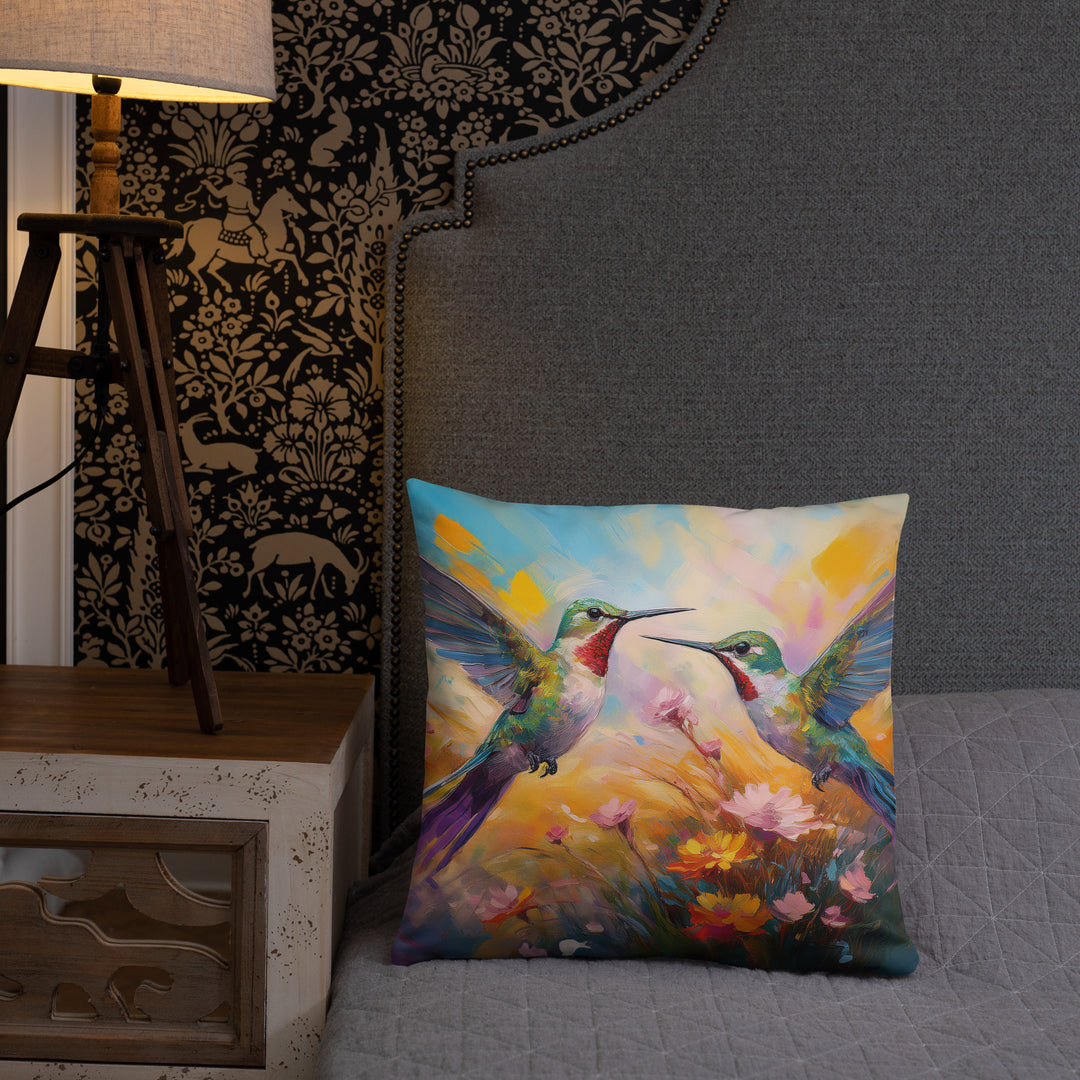 Flirting Hummingbirds in the Field - Pillow