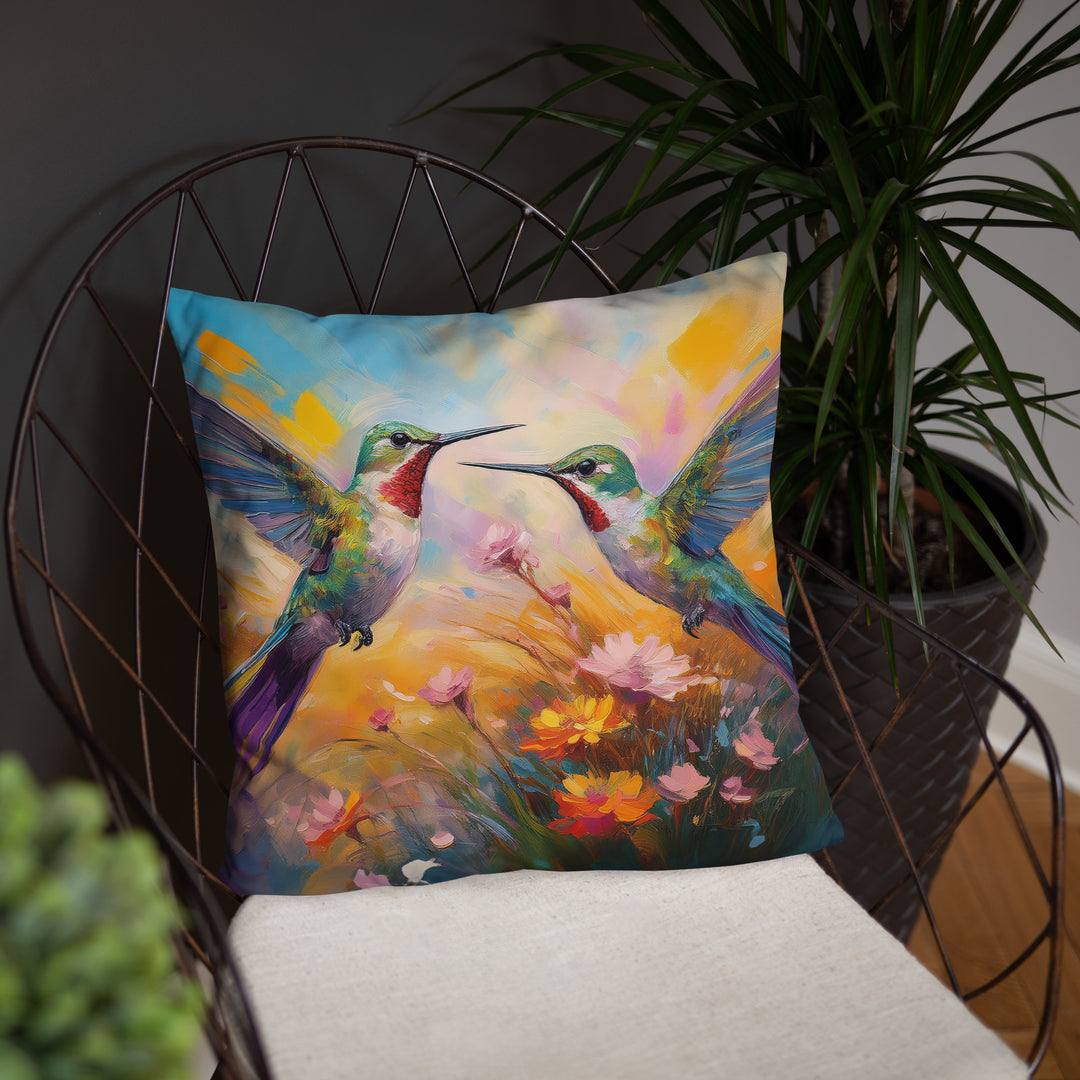 Flirting Hummingbirds in the Field - Pillow