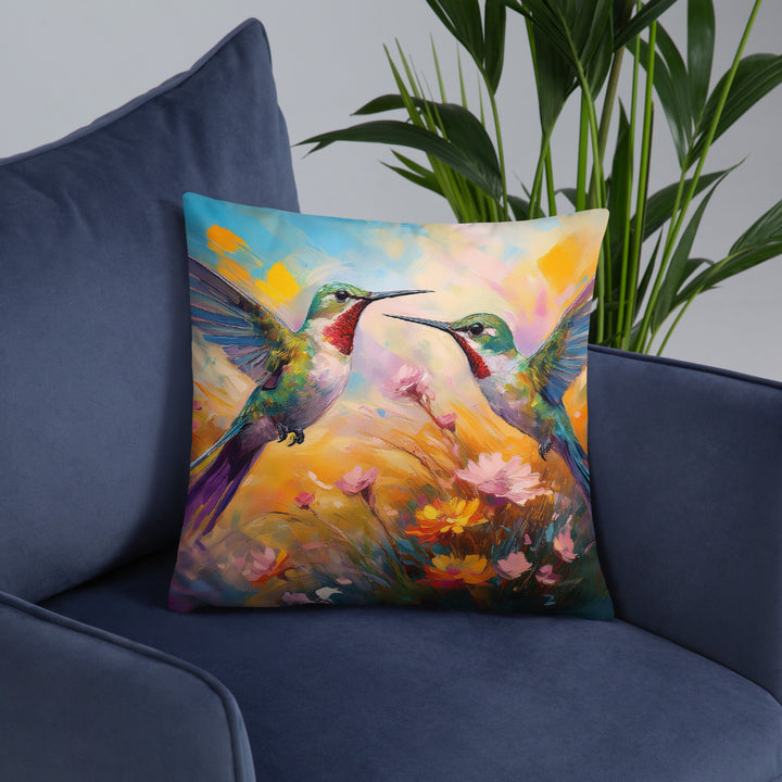 Flirting Hummingbirds in the Field - Pillow