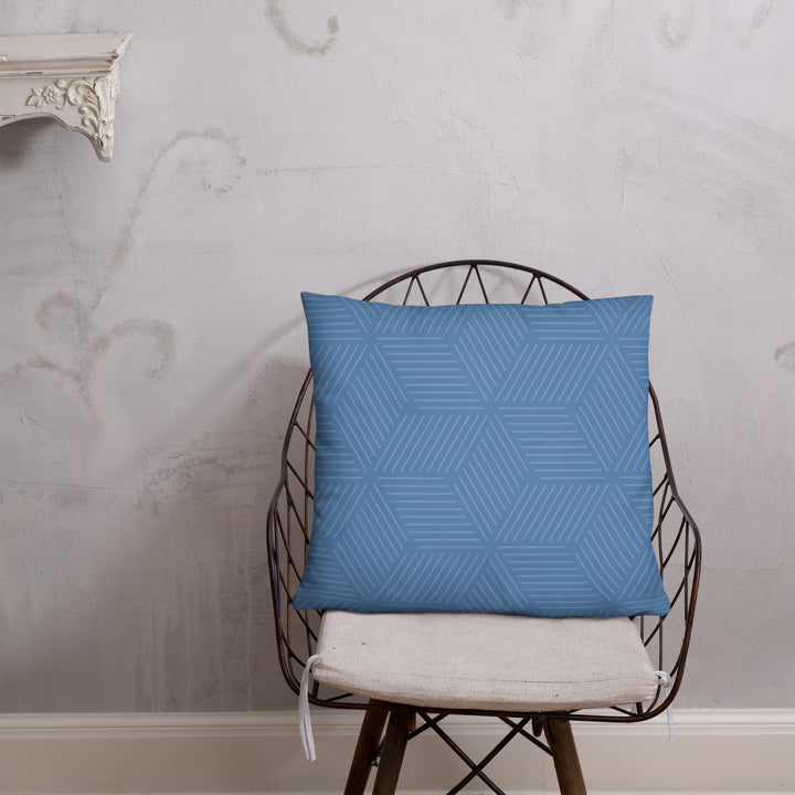 A Curious Ostrich - Blue Reversible Decorative Throw Pillow