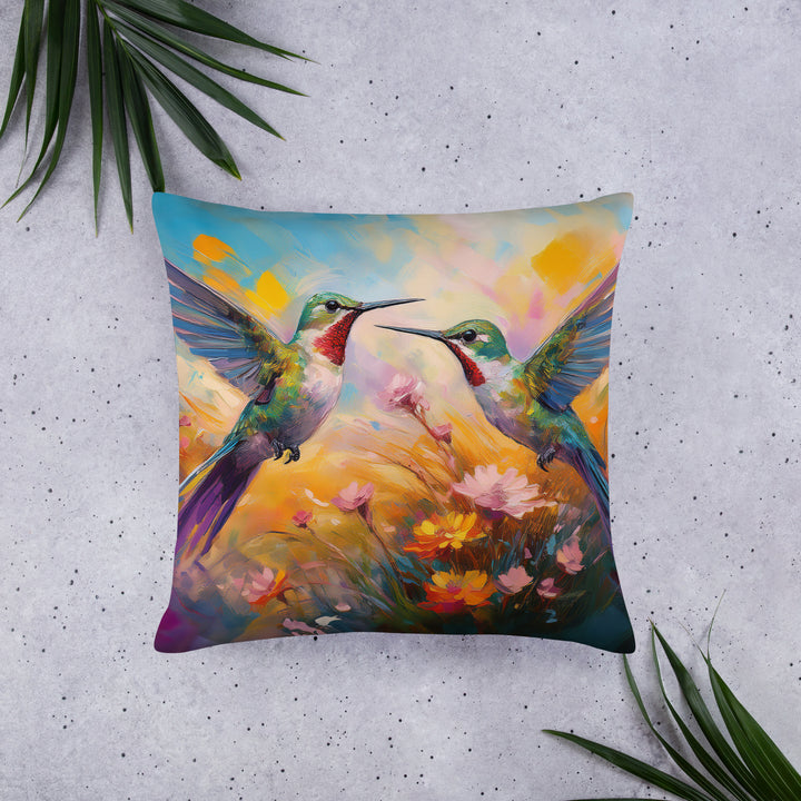 Flirting Hummingbirds in the Field - Pillow