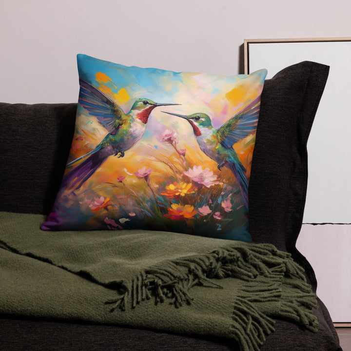 Flirting Hummingbirds in the Field - Pillow