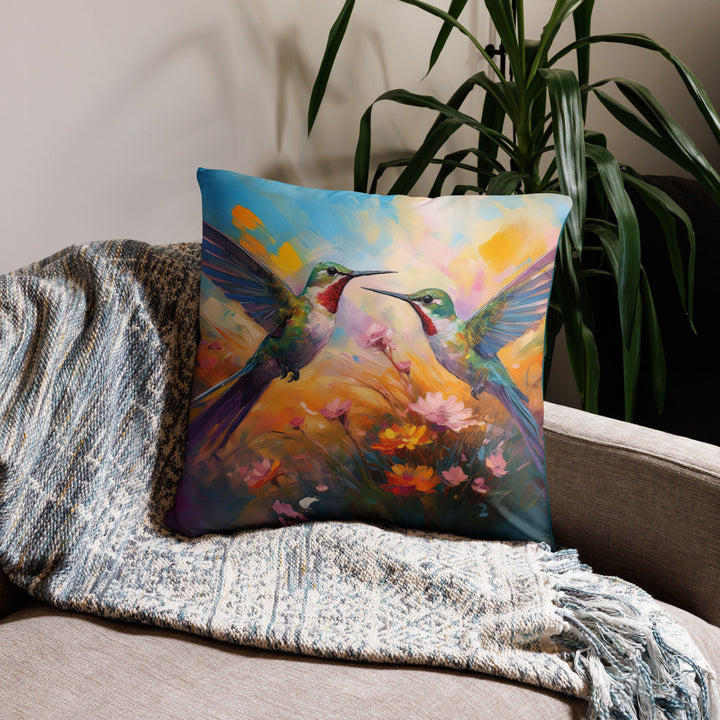 Flirting Hummingbirds in the Field - Pillow