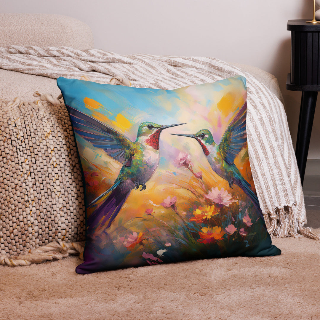 Flirting Hummingbirds in the Field - Pillow