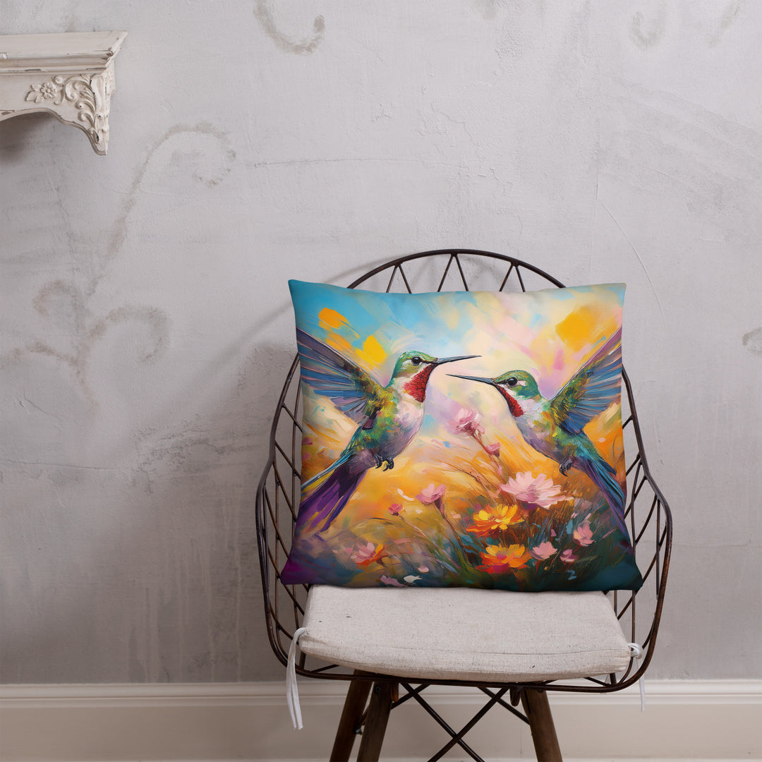 Flirting Hummingbirds in the Field - Pillow