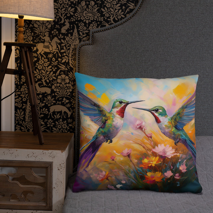 Flirting Hummingbirds in the Field - Pillow