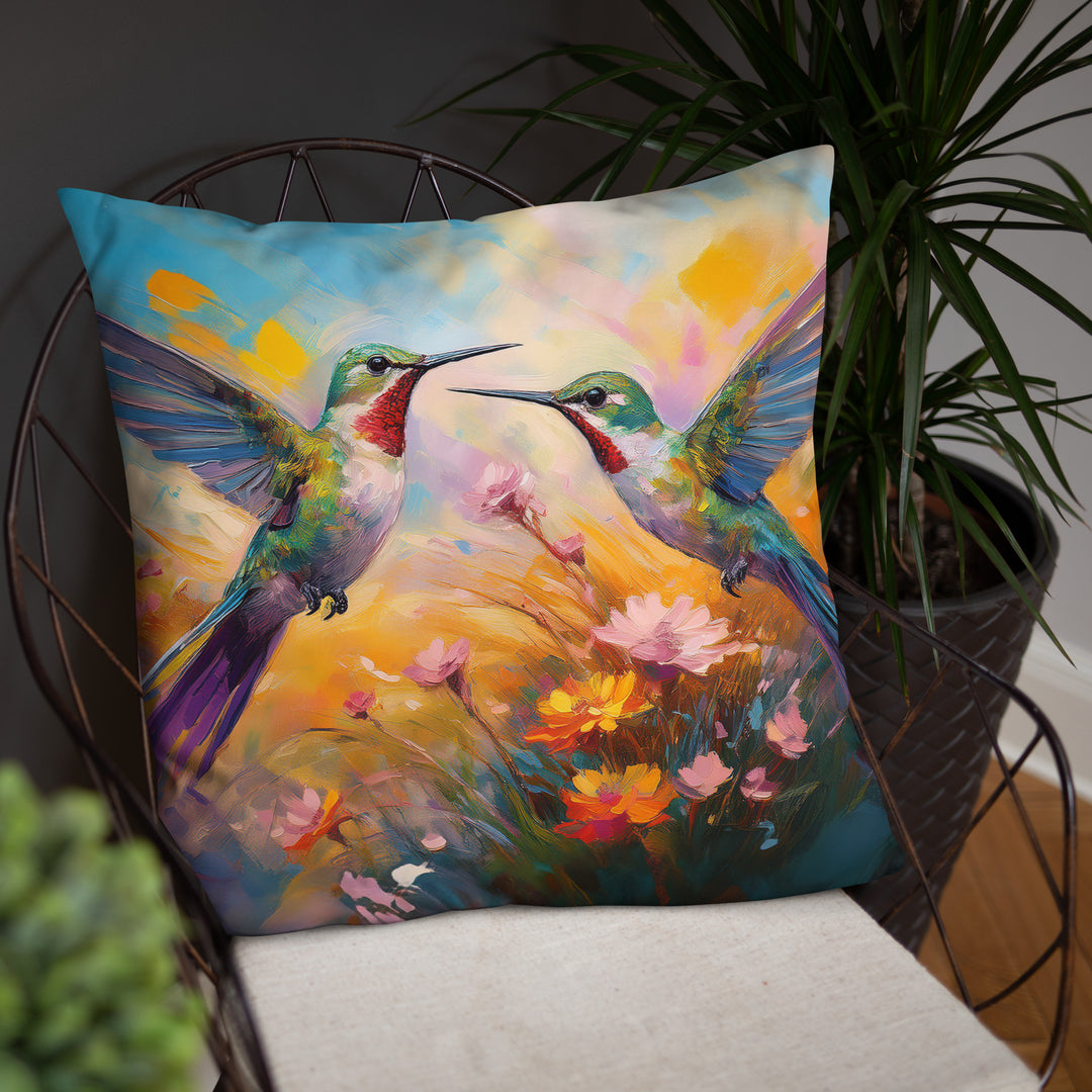 Flirting Hummingbirds in the Field - Pillow