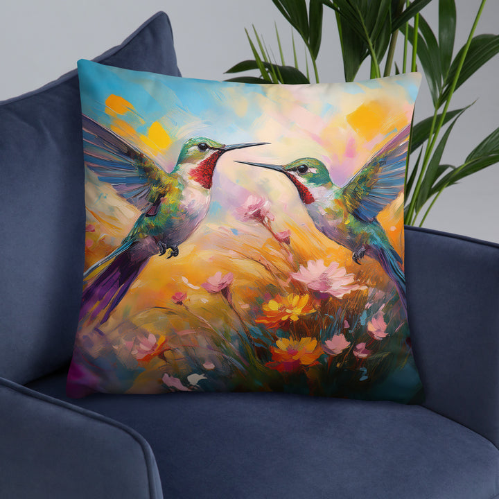 Flirting Hummingbirds in the Field - Pillow