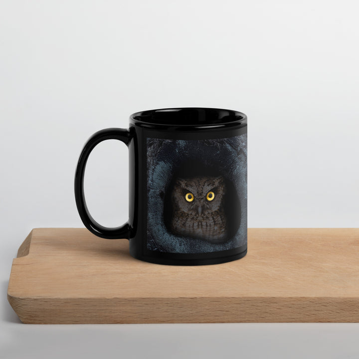 Moonlit Owls in the Hollow - 11oz Black Gloss Mug