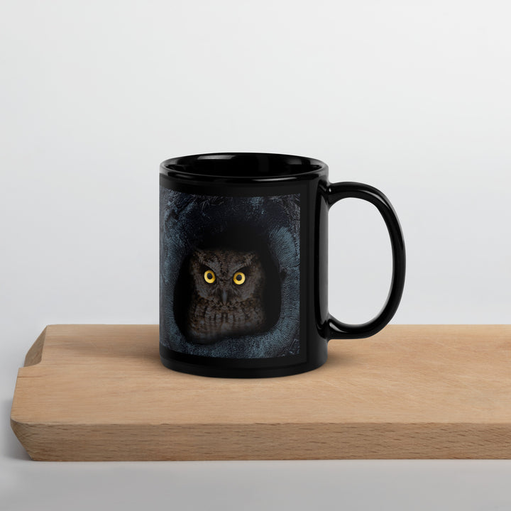 Moonlit Owls in the Hollow - 11oz Black Gloss Mug