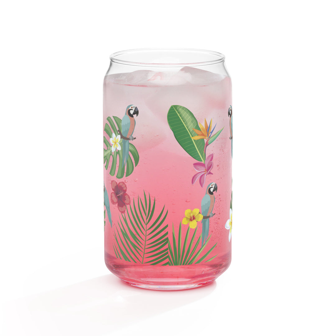 Parrots in Tropical Paradise - Can-shaped glass