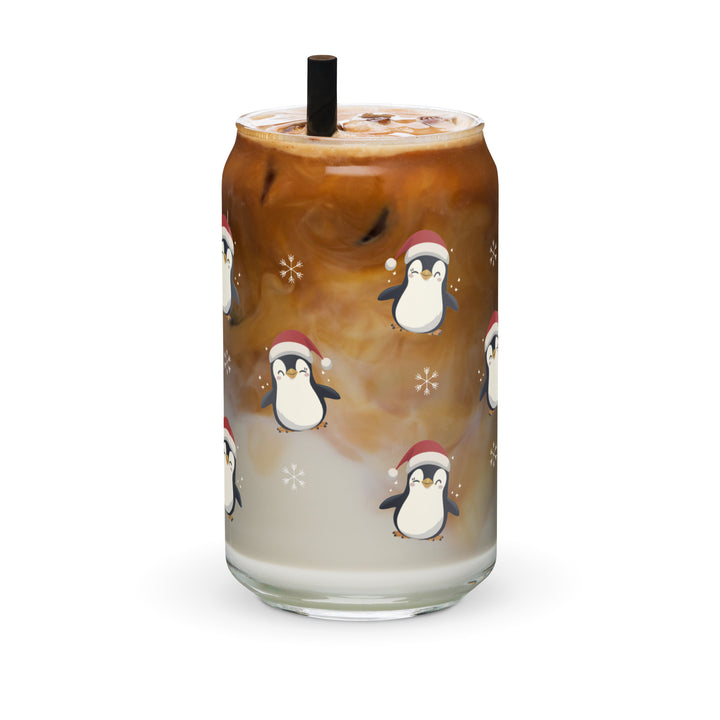 Adorable Santa Hat Penguin - Can-shaped glass