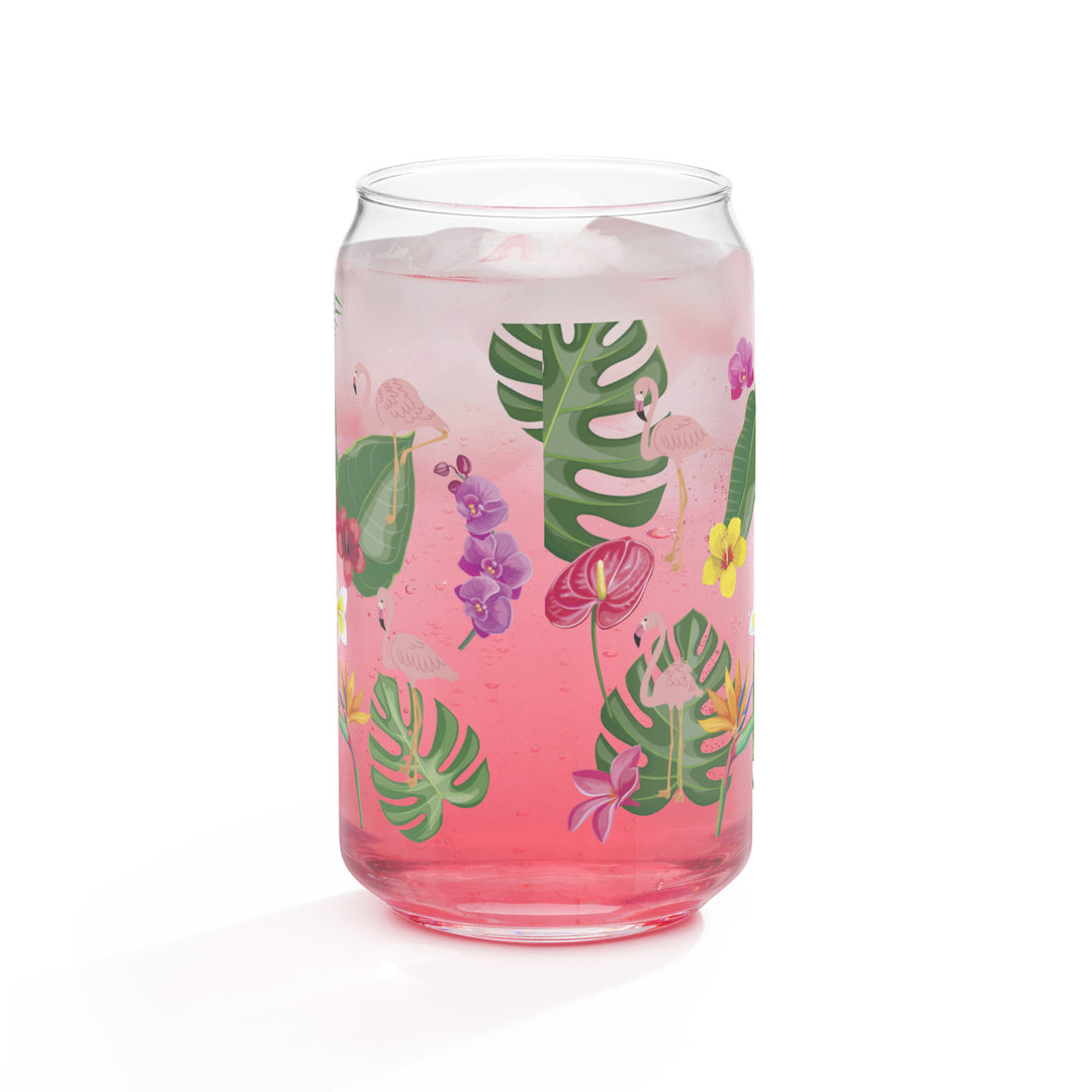 Flamingo Tropical Elegance - Can-shaped glass