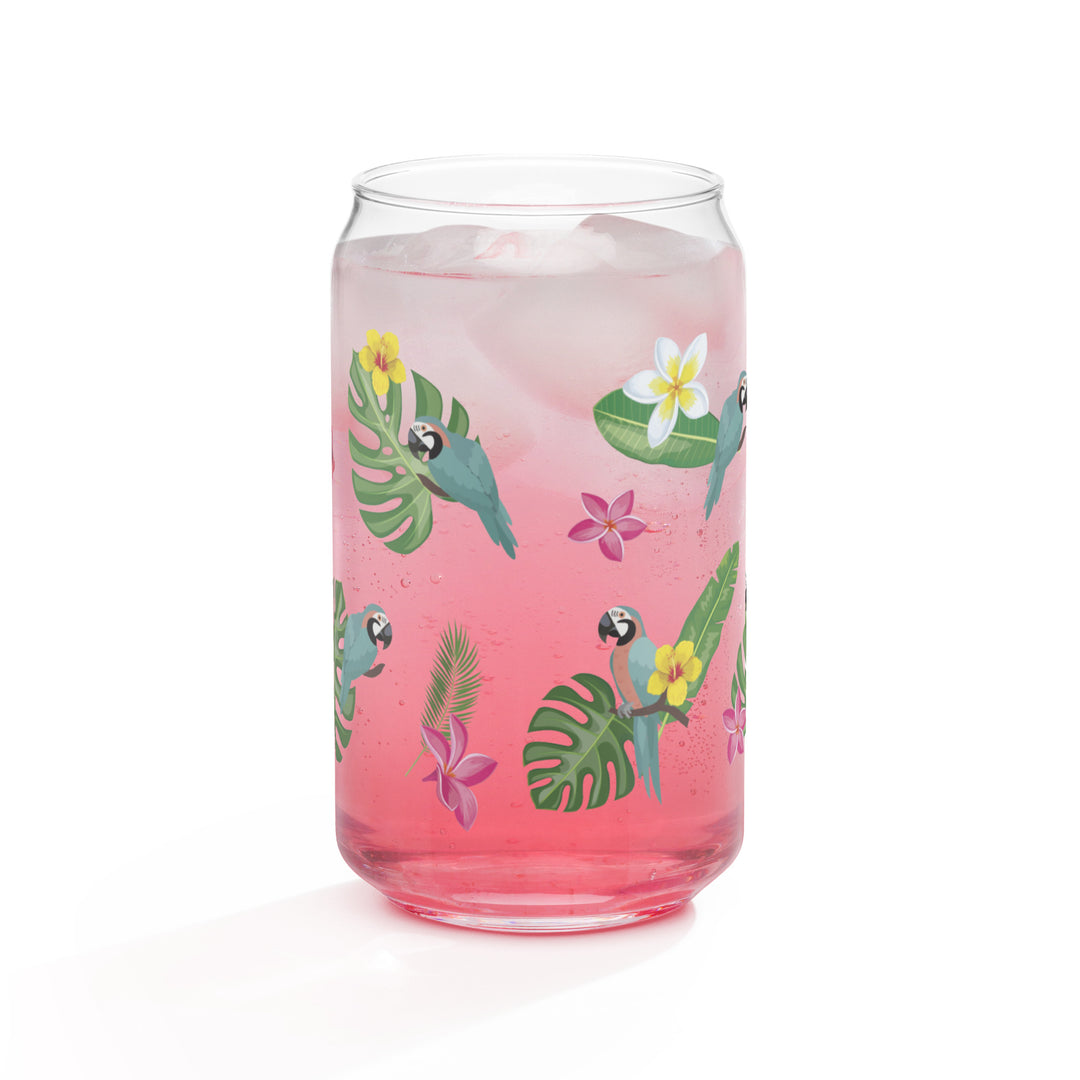 Parrots in Tropical Paradise - Can-shaped glass