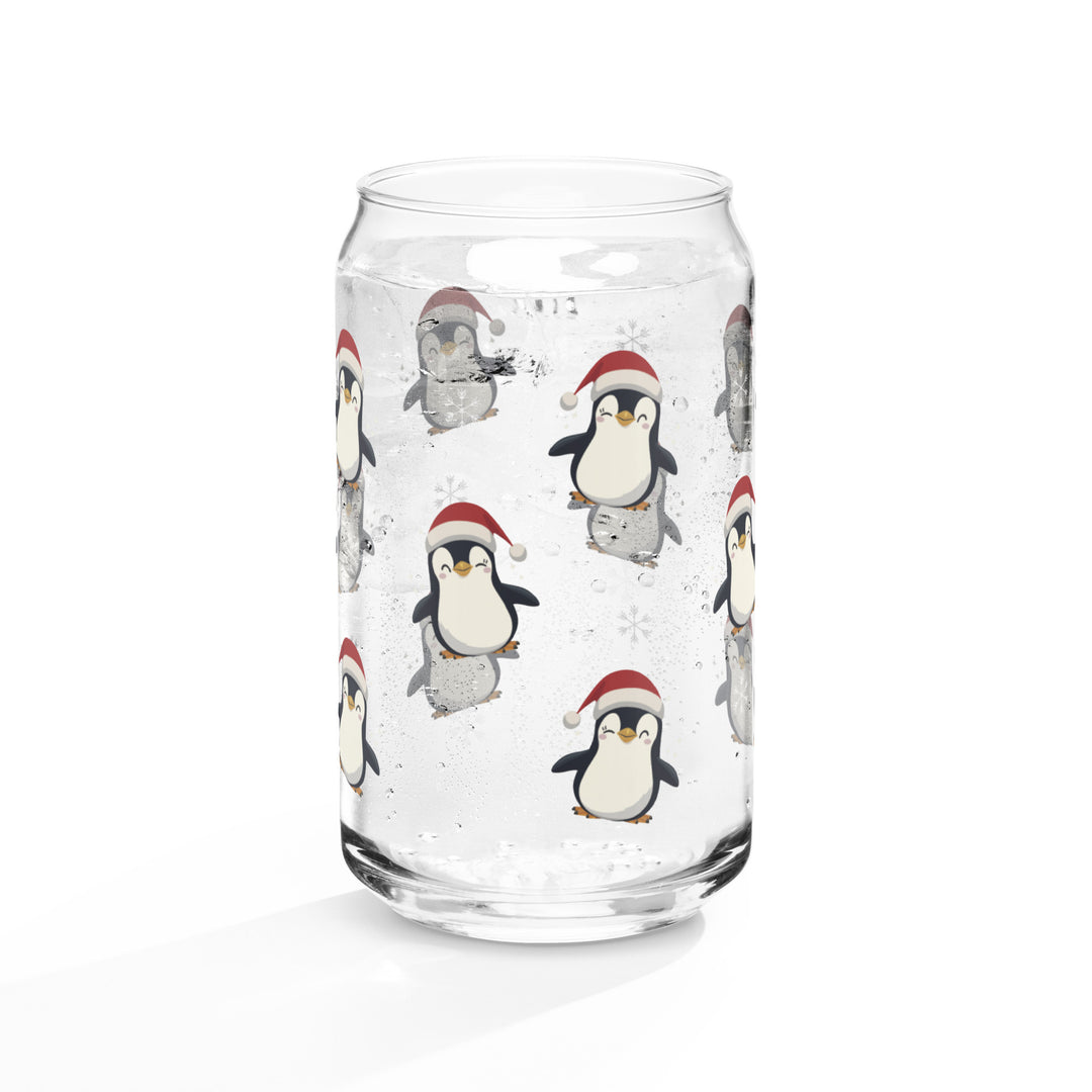 Adorable Santa Hat Penguin - Can-shaped glass