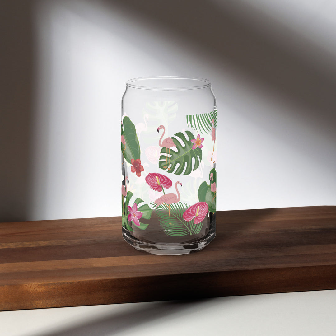 Flamingo Tropical Elegance - Can-shaped glass