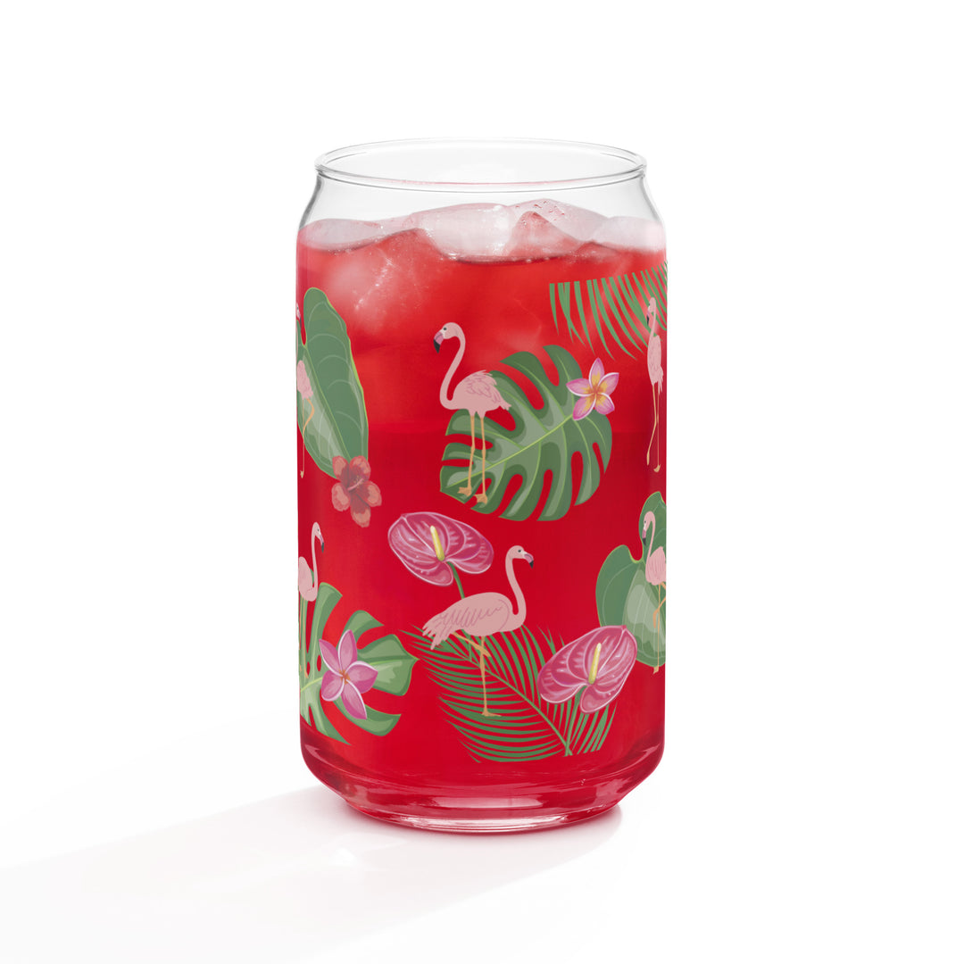 Flamingo Tropical Elegance - Can-shaped glass