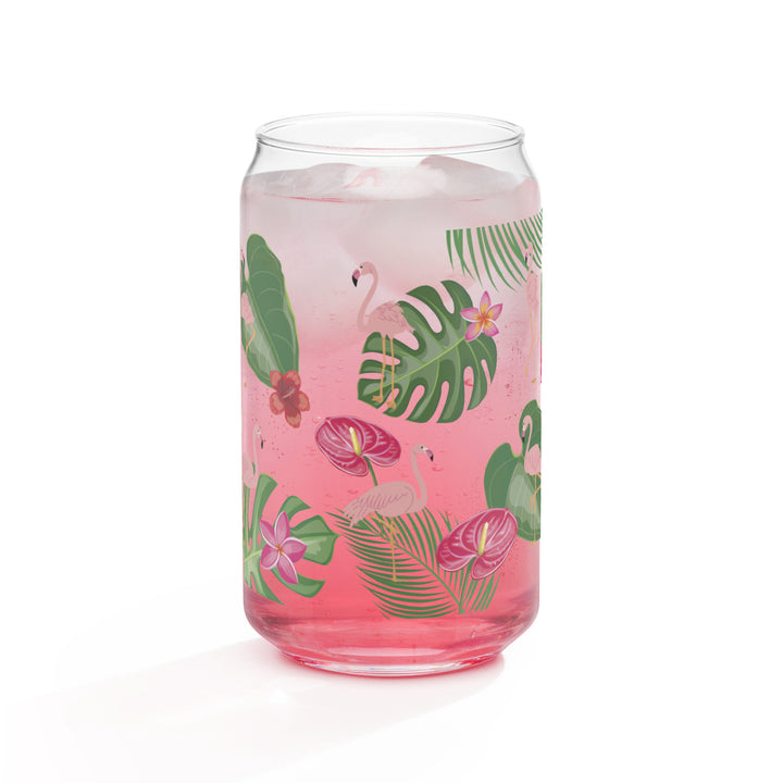 Flamingo Tropical Elegance - Can-shaped glass