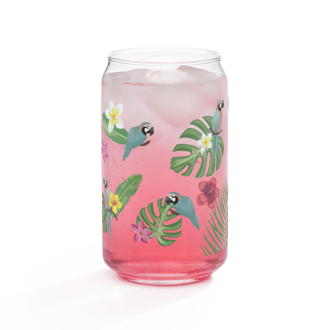 Parrots in Tropical Paradise - Can-shaped glass