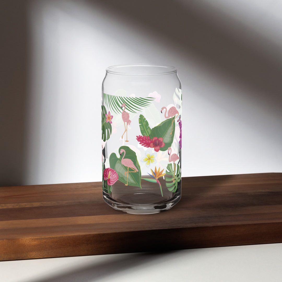 Flamingo Tropical Elegance - Can-shaped glass