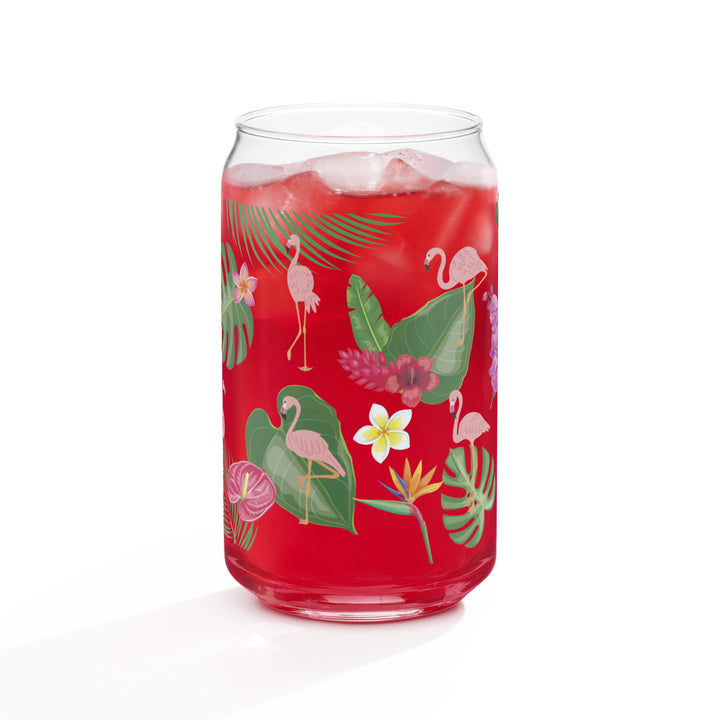 Flamingo Tropical Elegance - Can-shaped glass