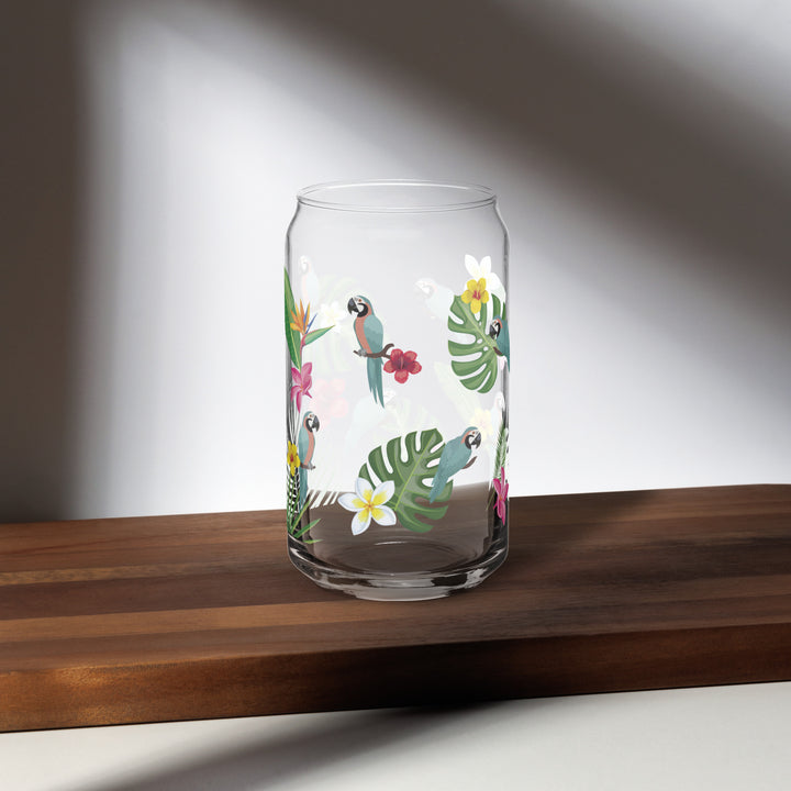 Parrots in Tropical Paradise - Can-shaped glass