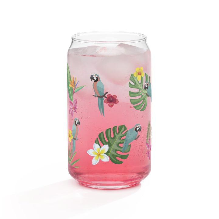 Parrots in Tropical Paradise - Can-shaped glass