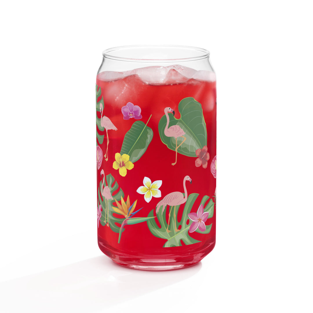 Flamingo Tropical Elegance - Can-shaped glass