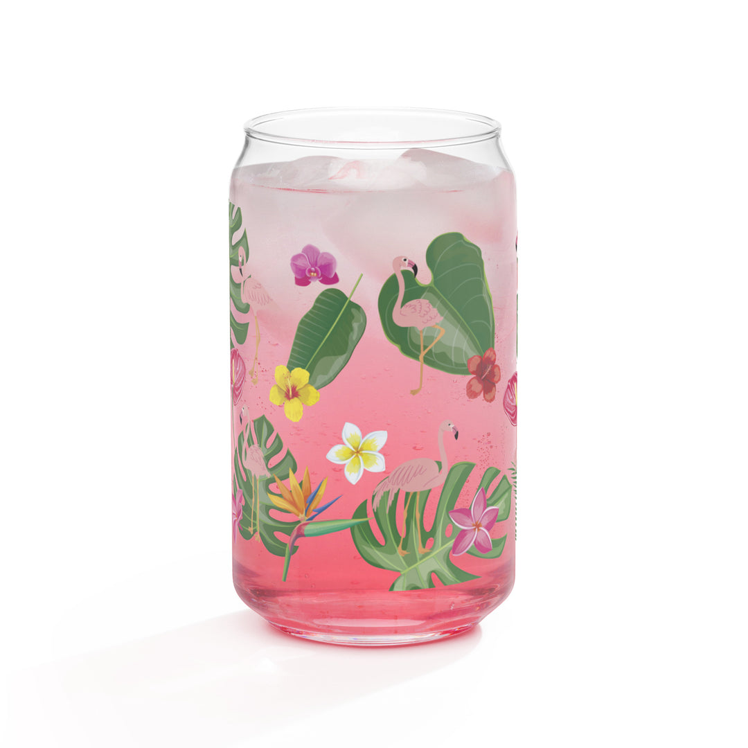 Flamingo Tropical Elegance - Can-shaped glass