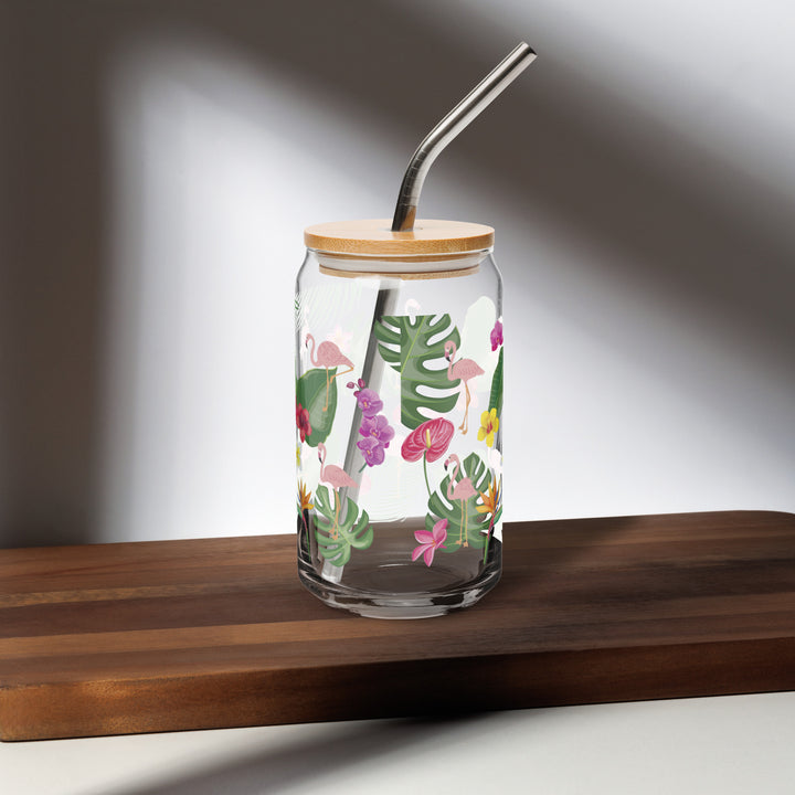 Flamingo Tropical Elegance - Can-shaped glass