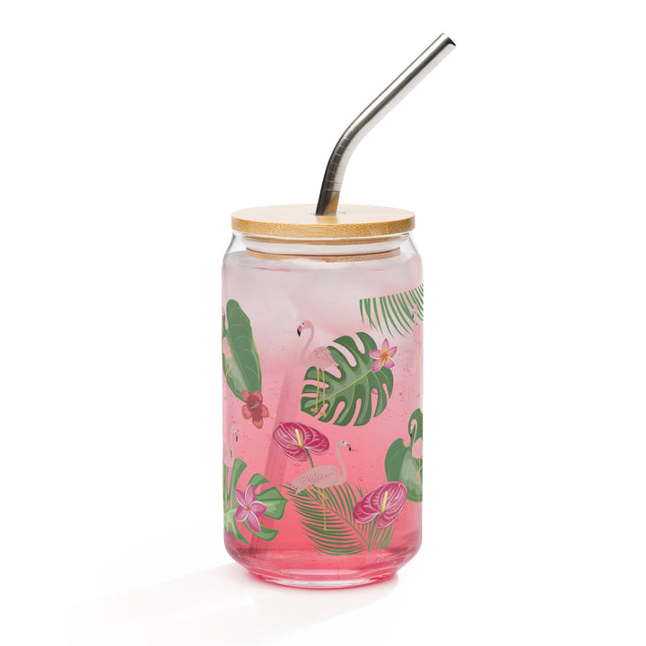 Flamingo Tropical Elegance - Can-shaped glass