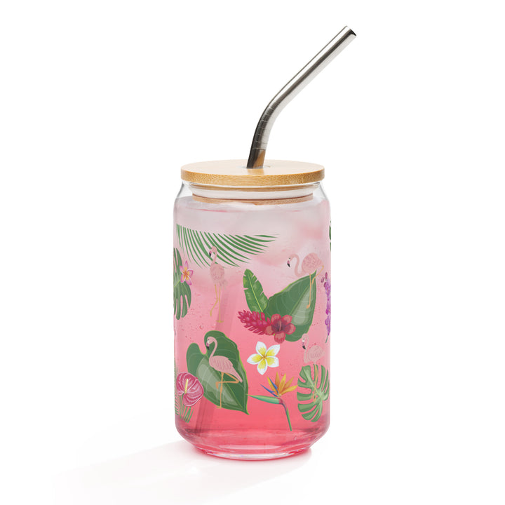 Flamingo Tropical Elegance - Can-shaped glass