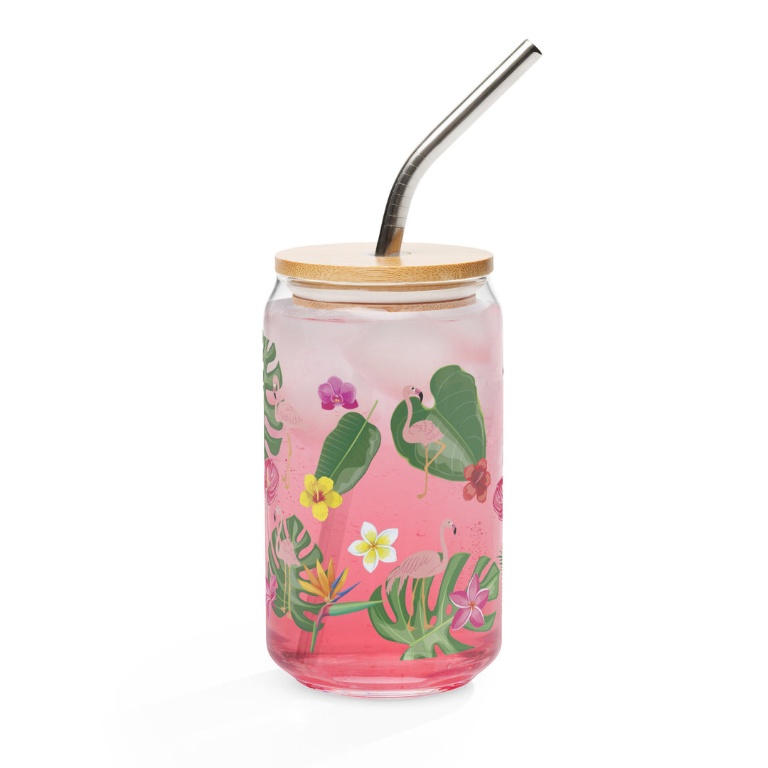 Flamingo Tropical Elegance - Can-shaped glass