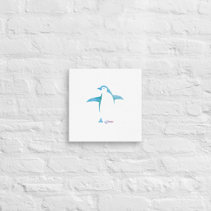 Watercolor Silhouette Penguin Canvas Wall Art