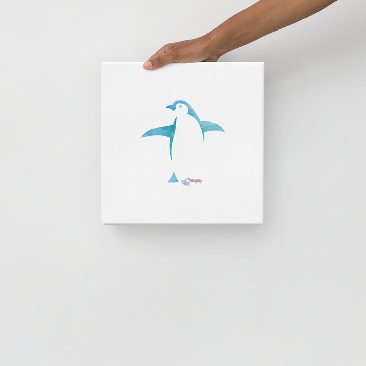 Watercolor Silhouette Penguin Canvas Wall Art