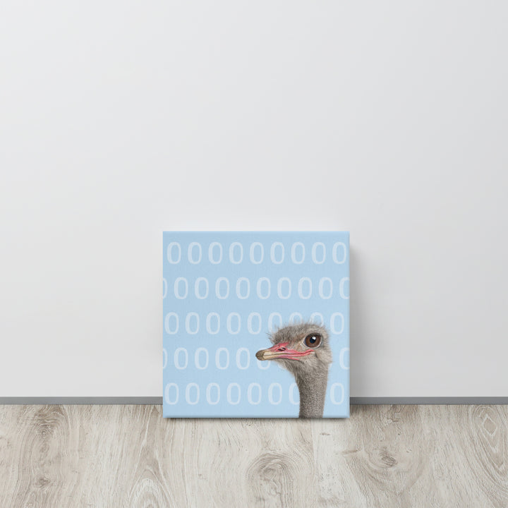 A Curious Ostrich Against Blue - Canvas Wall Art