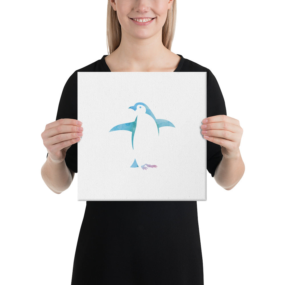 Watercolor Silhouette Penguin Canvas Wall Art