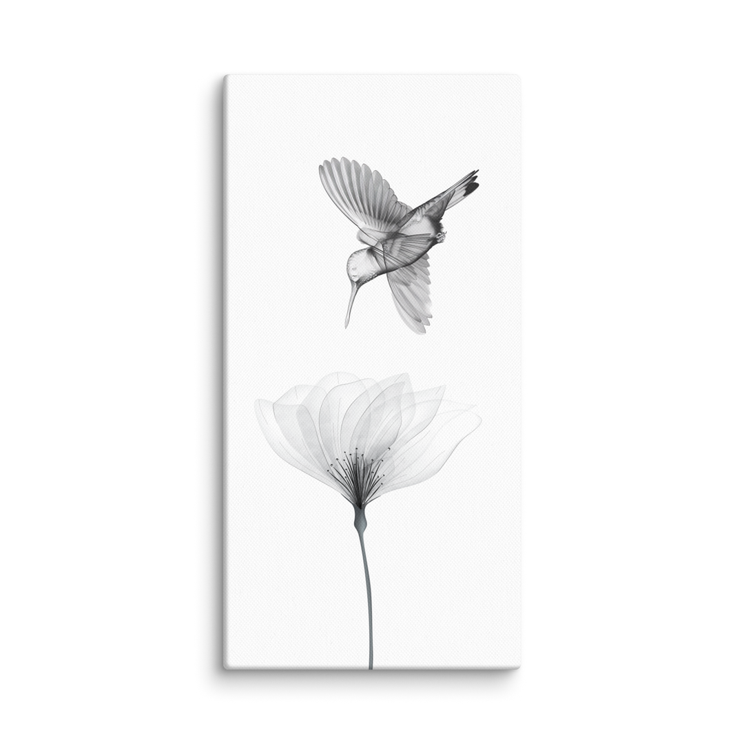 Translucent Harmony – Hummingbird and Bloom Canvas