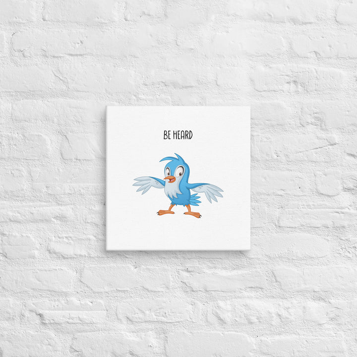 Be Heard Blue Jay - Cartoon Bird Message Art for Kids’ Rooms - 14" Canvas Print