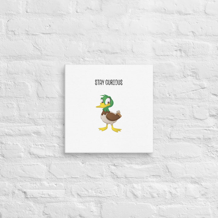 Stay Curious Duck - Cartoon Bird Message Art for Kids’ Rooms - 14" Canvas Print