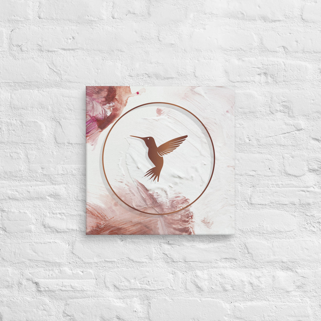 Textured Blush Paint and Bronze Hummingbird Canvas Print