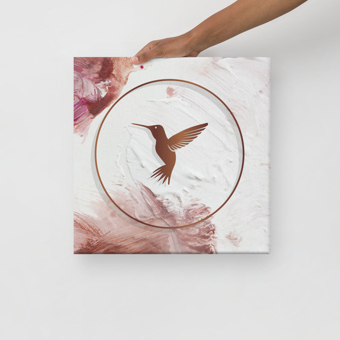 Textured Blush Paint and Bronze Hummingbird Canvas Print