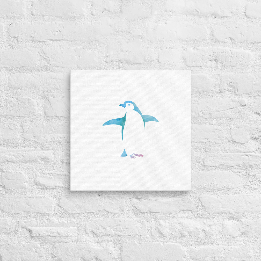 Watercolor Silhouette Penguin Canvas Wall Art