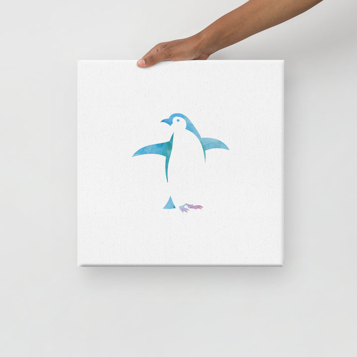 Watercolor Silhouette Penguin Canvas Wall Art