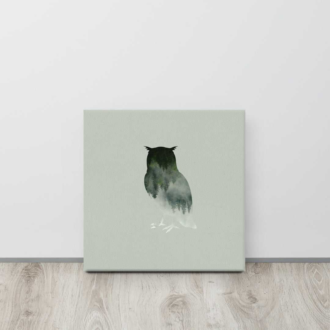 Reflections of the Wild - Mystic Owl with Emerald Forest Silhouette