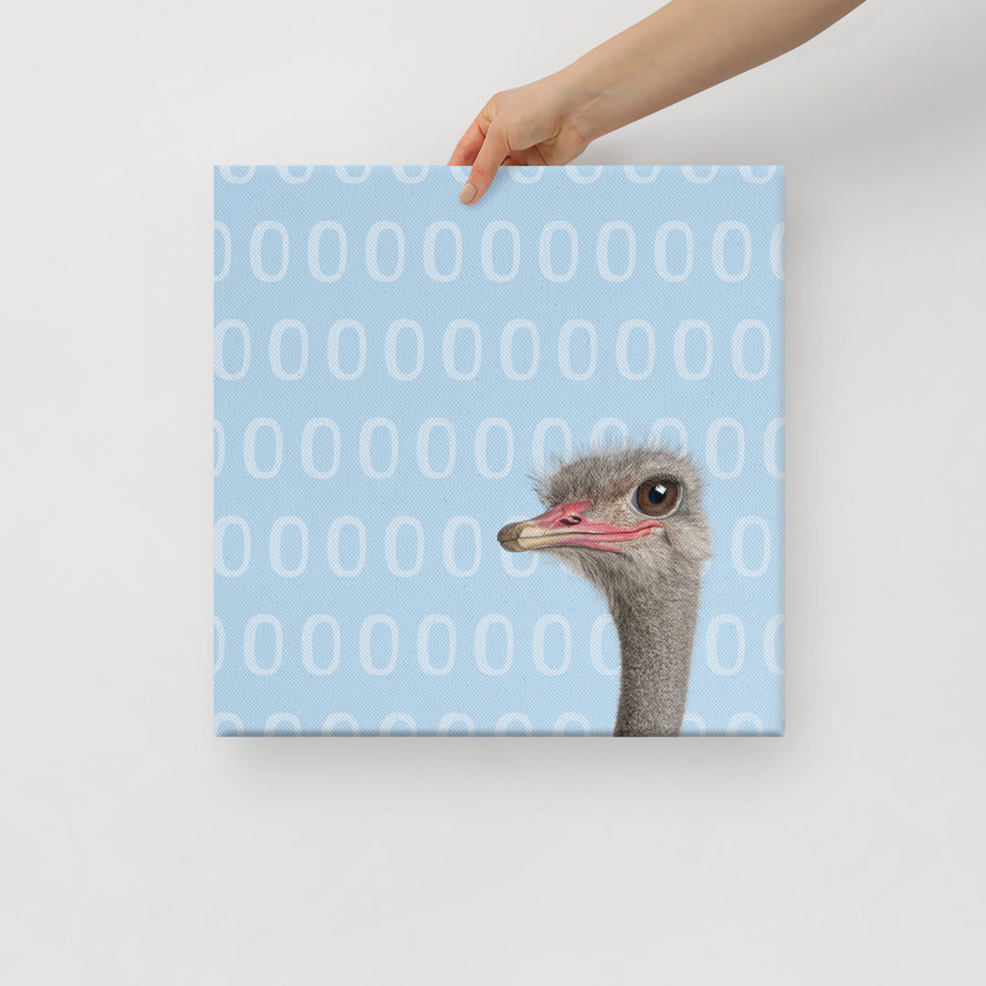 A Curious Ostrich Against Blue - Canvas Wall Art