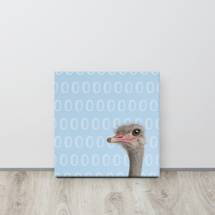 A Curious Ostrich Against Blue - Canvas Wall Art